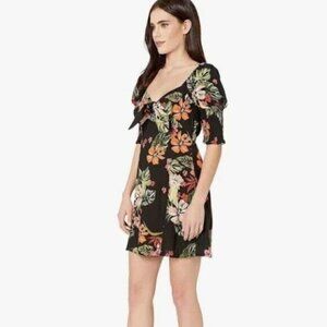 Lost + Wander Aloha Lei Floral Dress In Black Sweetheart Neck Women Size S